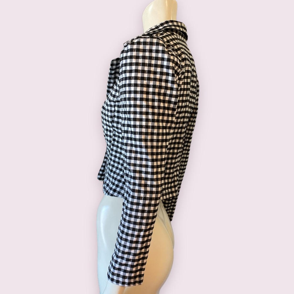 Haute Monde Black plaid blazer crop one button size small - Picture 3 of 5